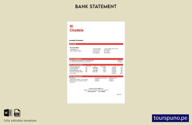 listo para imprimir plantilla de Word   extracto bancario Citadele de Estonia